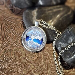 Silver & Blue Tree Of Life Pendant